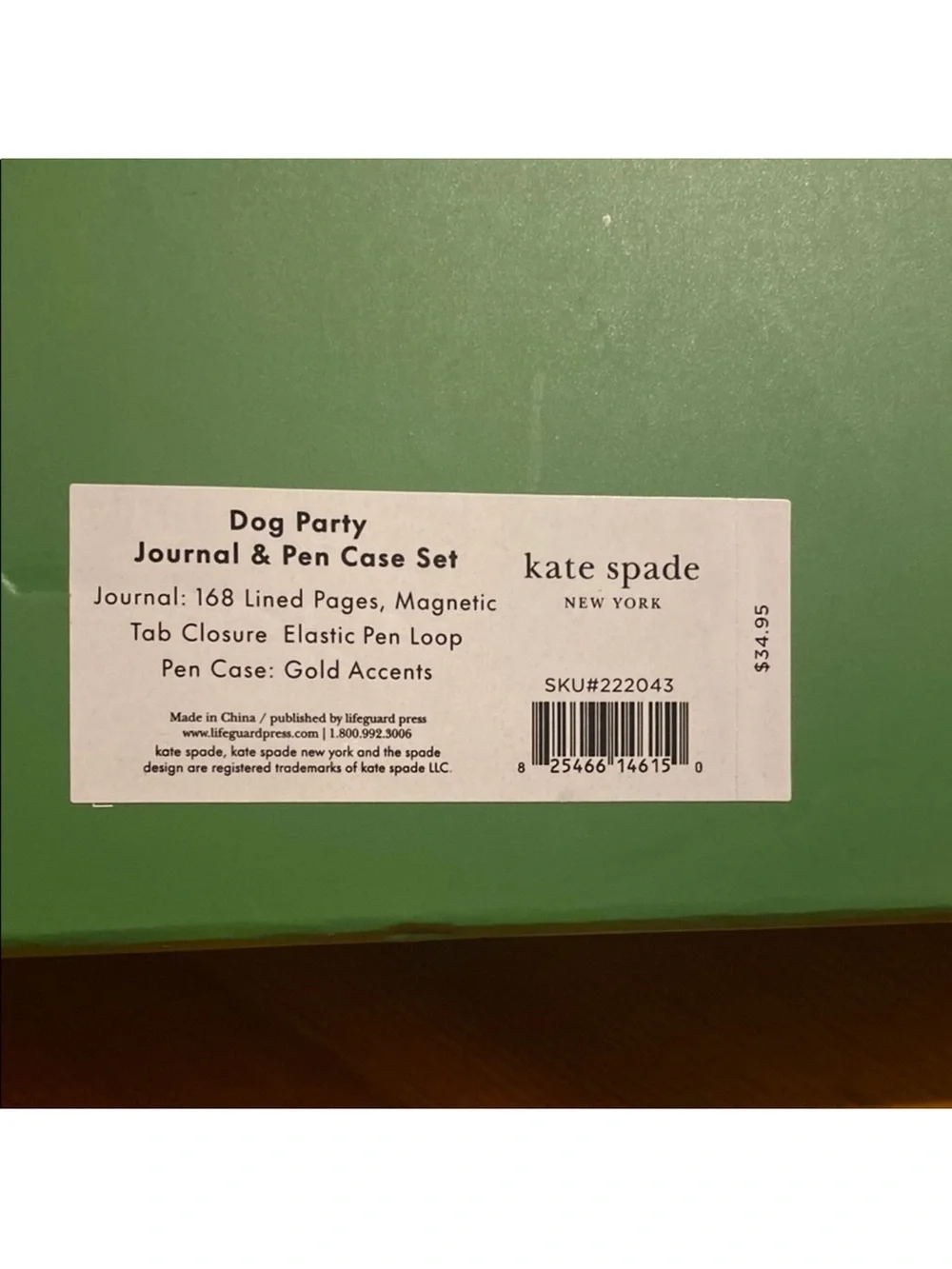 Kate Spade NIB New York Dog Party Journal and Pen Case Set